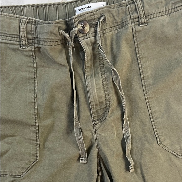 Sonoma Cargo Pants in Olive Ankle Zip Feature Elastic Drawstring Waist - Picture 3 of 7